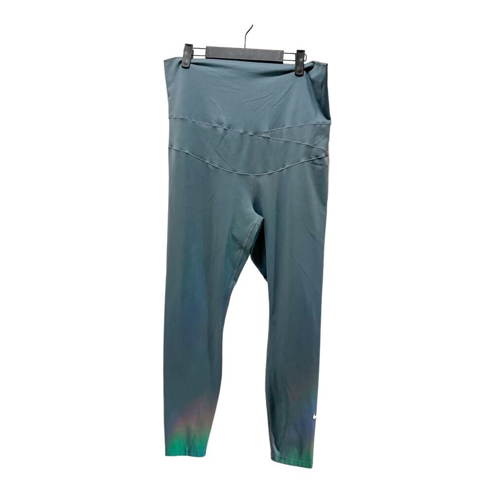 Nike Dri-Fit Yoga Leggings Green High Waisted Stretch Pull-On Activewear Sz XL